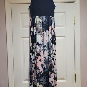 Floral Sleeveless Maxi Dress - Black and Pink